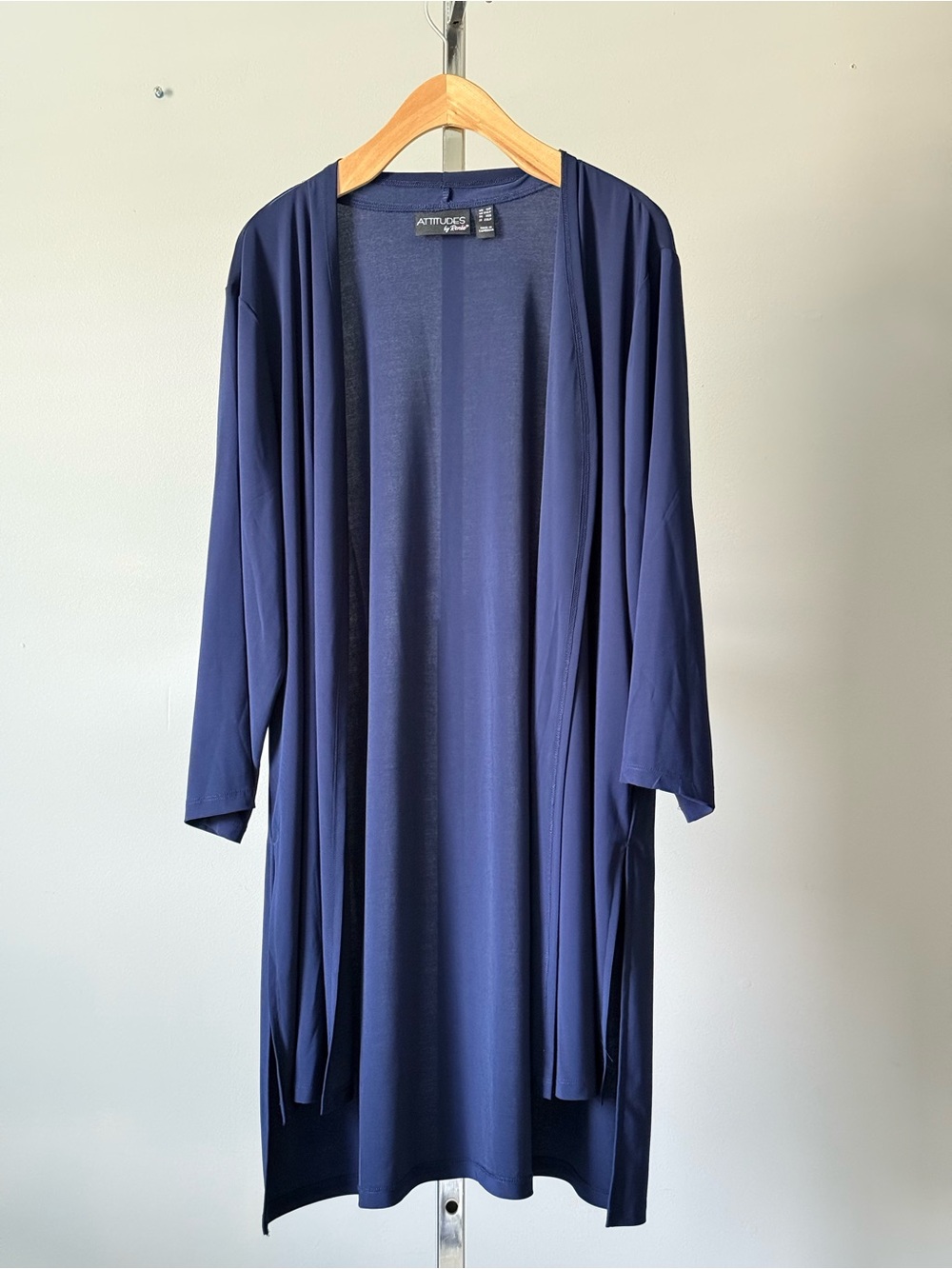 Attitudes by Renee QVC Navy Como Jersey Long Duster Cardigan 1XP